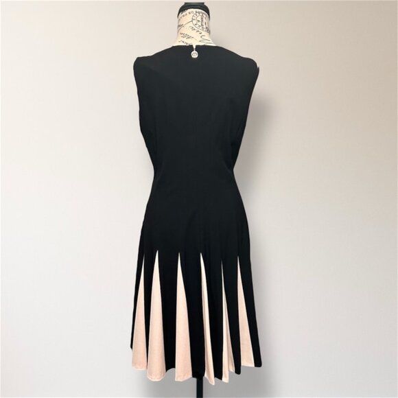 Tommy Hilfiger Black Pink Colorblock Sleeveless Flare Midi Dress Retro Preppy 12 - Picture 4 of 7